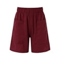 thumbnail image 4 of Charmgo Womens Shorts Clearance, Womens Cotton High Elastic Waist Pleated Ruffle Cute Shorts Beach Flowy Casual Shorts High Waist Drawstring Running Shorts for Women, Capri Pants for Women Red, 4 of 6