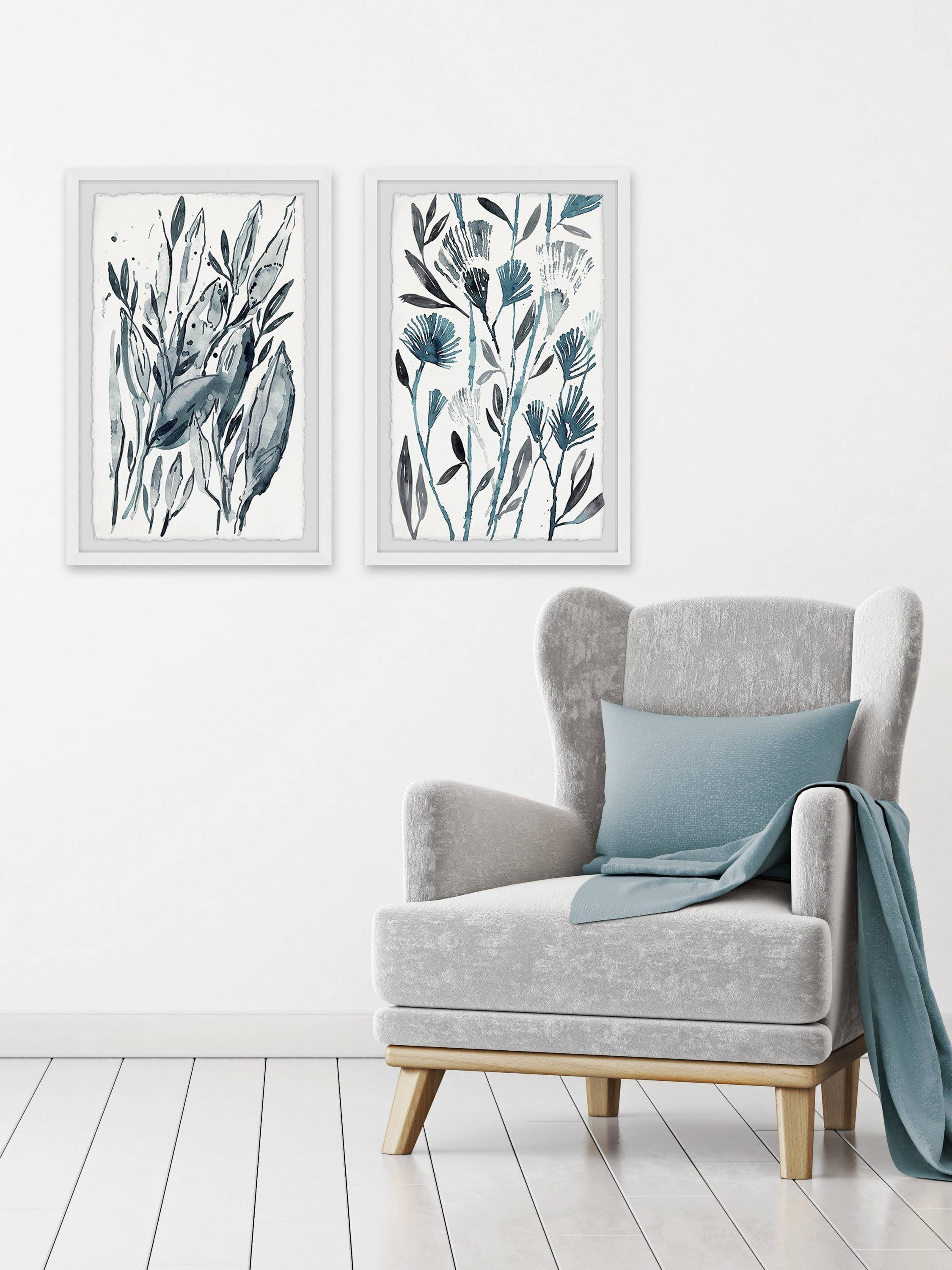 Marmont Hill Winter Bushes Diptych, Art Prints, 48.00" x 1.50"