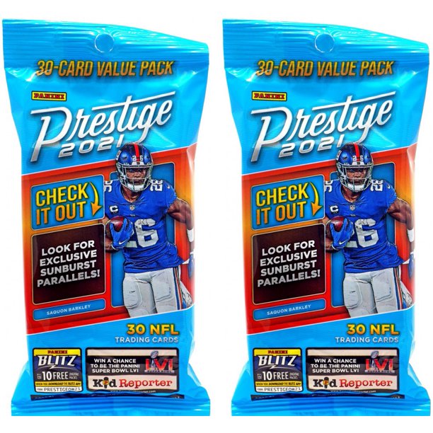 NFL Panini 2021 Prestige Football LOT of 2 Trading Card VALUE Packs (30