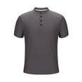thumbnail image 4 of MELDVDIB Mens Linen T-Shirt Half-Button Crewneck Solid Color Short Sleeve Summer Tops Sport Gym Light Weight Stretch Comfy Breathable Pullover Tees, 4 of 6