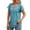Blue, variant on Women's Henley Rolled Cuff Tunic Top, Round Neck Gathered Loose-Fit Short Sleeve Casual Polyester-Cotton Blend Shirt for Women