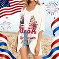 thumbnail image 5 of JULMCOMO 4th of July Lightweight Cardigans for Women Stars Stripes Half Sleeve Patriotic Kimono Cover Ups Summer Tops Vermilion XL, 5 of 6
