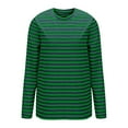thumbnail image 5 of Yigetop Womens Tops Trendy Women's Spring Round Neck Long Sleeve Loose Two Color Striped T Shirt Top Striped Shirt Women Green XL, 5 of 7