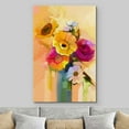 thumbnail image 2 of Canvas Print Wall Art Watercolor Effect Pink & Yellow Daisies in Vase Floral Plants Illustrations Modern Art Chic Closeup Colorful Multicolor Ultra for Living Room, Bedroom, Office - 12"x18", 2 of 5