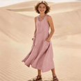 thumbnail image 2 of Gubotare Teen Girls Dresses Toddler Girls Dress Ruffle Sleeveless Tiered Swing Twirly Dresses Cute Summer Beach Sundress with Pocket Size 14-15 (Pink,14-15 Years), 2 of 5