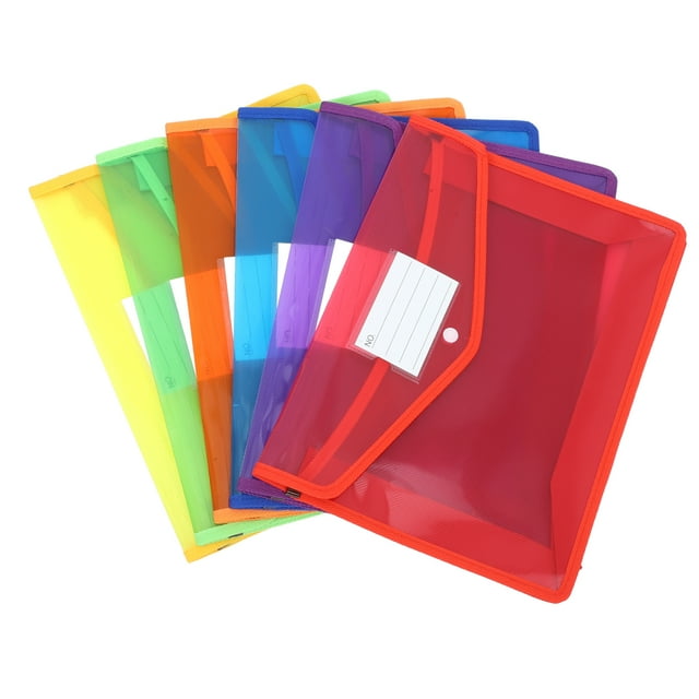 Shisuyan 6pcs Plastic Envelopes Poly Envelopes Clear Document Folders With Snap Closure File Folders A4 Size File Envelopes With Label Pocket