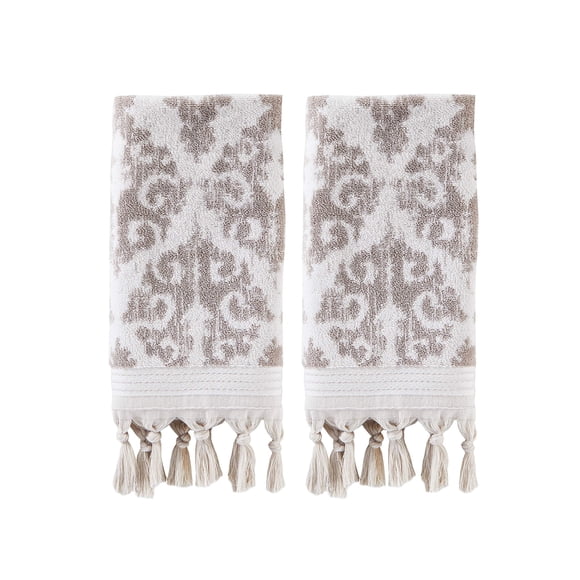 Toalla de mano SKL Home Mirage Fringe, 100% algodón turco (paquete de 2)