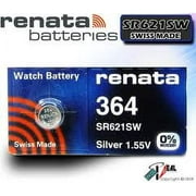 Renata 364/363 - SR621 Silver Oxide Button Battery 1.55V - 10 Pack + FREE SHIPPING!