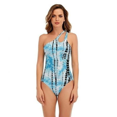 Lucky Brand Beach Wave Asymmetrical One-Piece Multi MD US 8-10