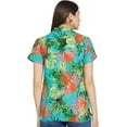 thumbnail image 2 of Stylore Womens Hawaiian Shirt Short Sleeve Blouse Tropical Turquoise XS, 2 of 8