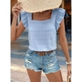 thumbnail image 4 of Women'S Casual Summer Square Neck Tank Tops Sleeveless Ruffle Chiffon Blouses Top Shirts Light Blue M, 4 of 10