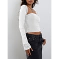 thumbnail image 2 of Biezeib Women´s Lace Patchwork Crop Tops Strapless Solid Color Tube Tops + Long Sleeve Bolero Shrug Set Fall T-Shirt, 2 of 6
