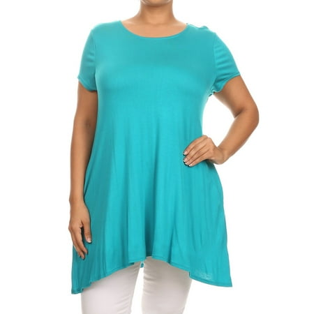 Plus Size Women's Short Sleeves Solid Tunic Top