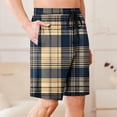 thumbnail image 5 of BXJX Mens Plaid Shorts With Pockets- Elastic Waist Fashion Casual Drawstring Summer Shorts Khaki Size L, 5 of 7