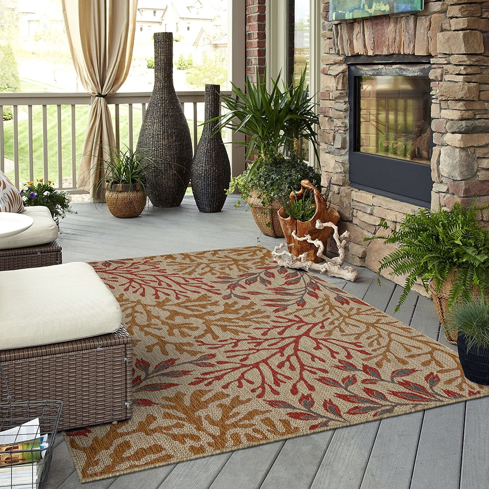 Mohawk Home Underwater Cove Outdoor Area Rug, Rust, 10' x 13'