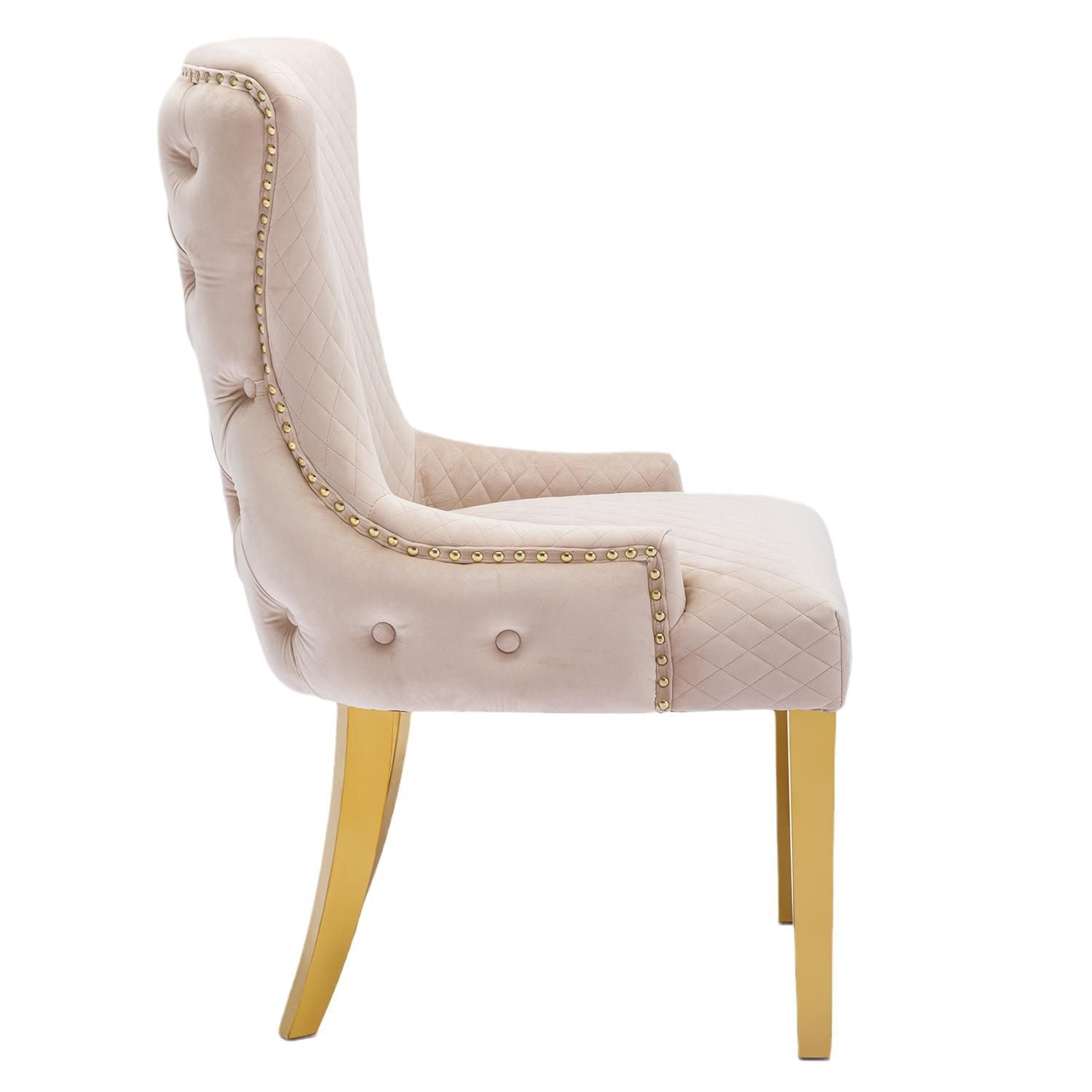 Canadian Liza Beige Velvet Dining Chair