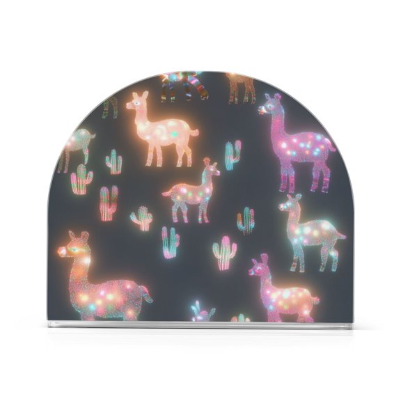 Yayeee Napkin Holder for Table Kitchen Paper Tissue Organization, Neon Llamas Pattern