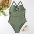 thumbnail image 5 of Sngxgn Women's Swimsuit High Cut Bathing Suit Ribbed Tummy Control Swimwear(Green,L), 5 of 9