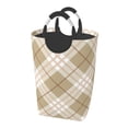 thumbnail image 1 of DouZhe 50L Rectangular Laundry Basket, Brown Simple Stripes Prints Waterproof Foldable Laundry Hamper with Aluminum Handles, 1 of 6