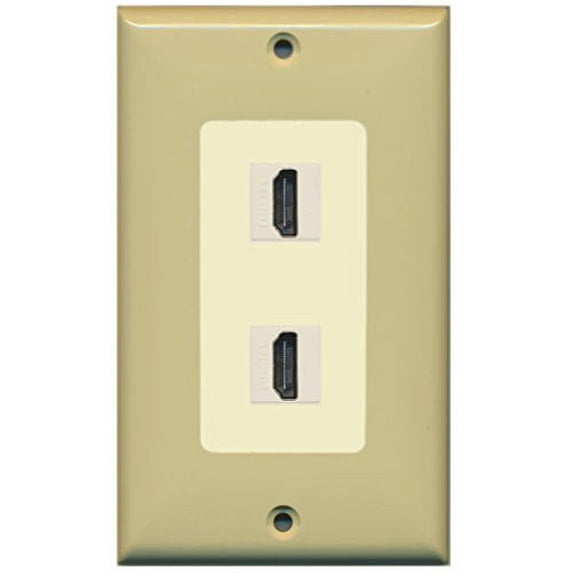 RiteAV HDMI 2.0 Keystone Decorative Wall Plate - Ivory/Light Almond 2 Port