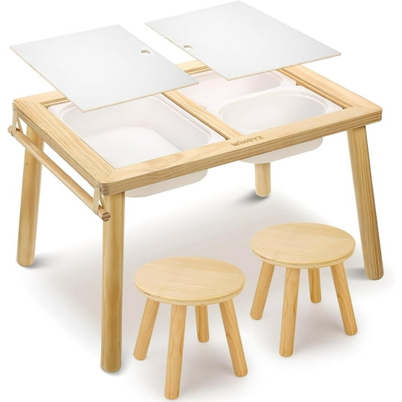 wingyz Sensory Table and Chair Set, 3 in 1 Kids Table for Play Study Art Dining Toys Storage, Sensory Activity Tables for Toddler with Storage Bins, Children's Gifts for Boys and Girls