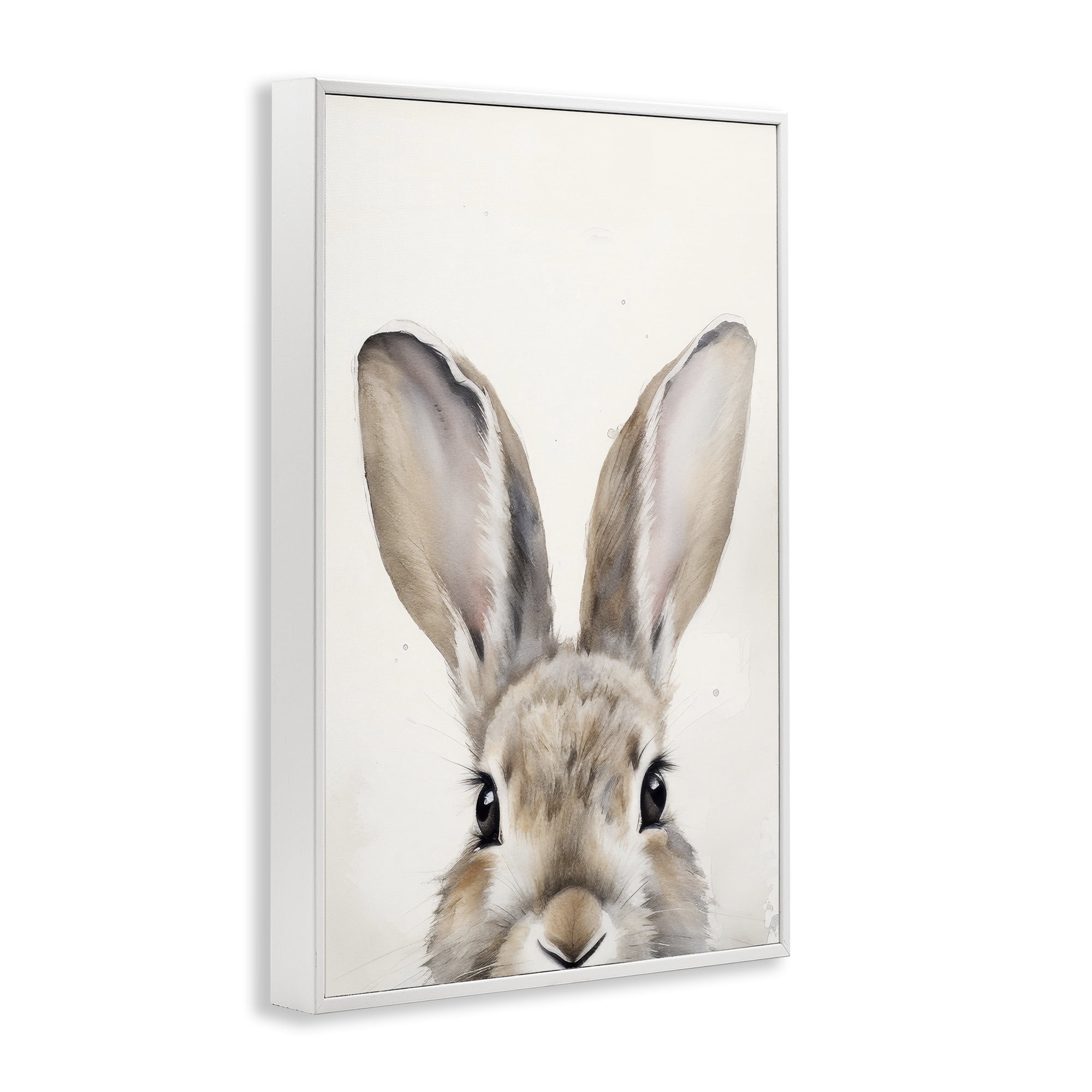 Stupell Industries Peeking Rabbit Eyes Animals & Insects Painting White Framed Art Print Wall Art, 20 x 30