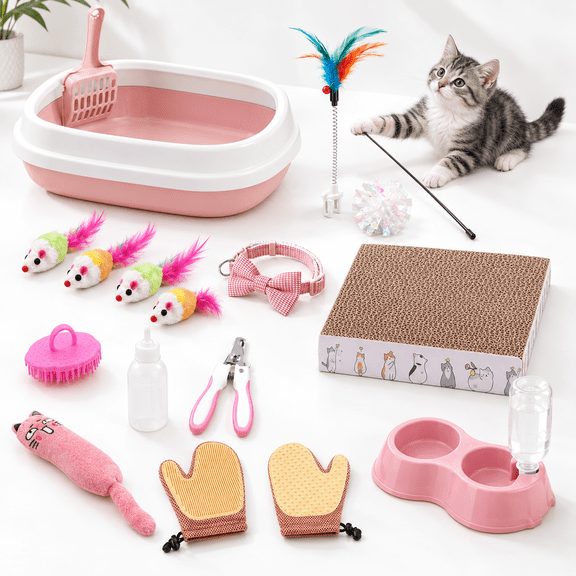 Kitten Starter Kit - 16 Cat Set Includes Litter Box