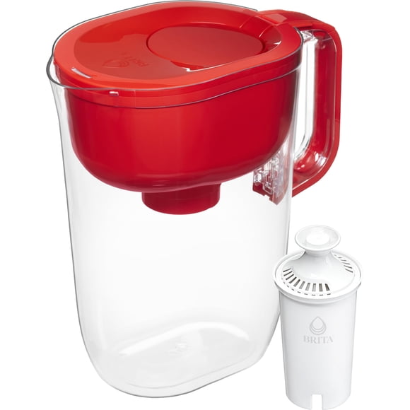Brita Pichet-Filtre de 10 Tasses avec Indicateur Lumineux Intelligent, Réduit le Goût de Chlore et les Odeurs de l'Eau du Robinet, Filtre 151 Litres, Huro