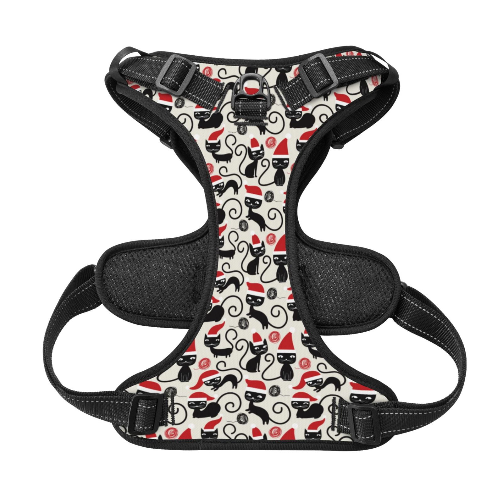 Kdxio Christmas Cat Print No Pull Dog Harness Adjustable Reflective Oxford Easy Control Medium Large Dog Harness for Training and Everyday-Medium