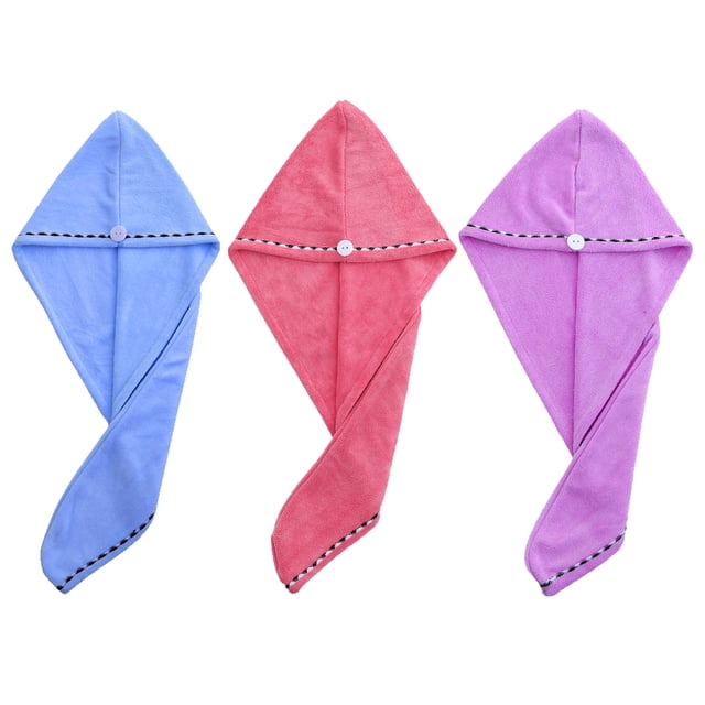 Toallas de secado de cabello para mujeres, paquete de 3 turbantes de microfibra absorbentes súper suaves, envoltura para el cabello
