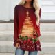 thumbnail image 1 of ICHUANYI Liquidación Camisas casuales florales de manga larga para mujer Jersey sólido Tops de túnica sueltas Estampado de árbol de Navidad Blusa de manga larga con cuello redondo ICHUANYI WER2023082204520, 1 of 5