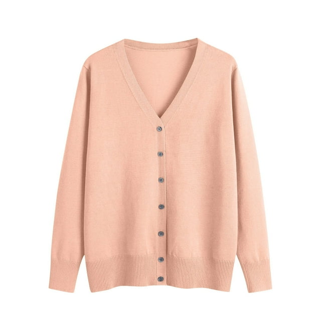 Penkiiy Cardigan Sweaters for Women 2024 Fall Cable Knit Sweaters Womens Trendy Button Down Open Front Cardigans Outwear S Pink