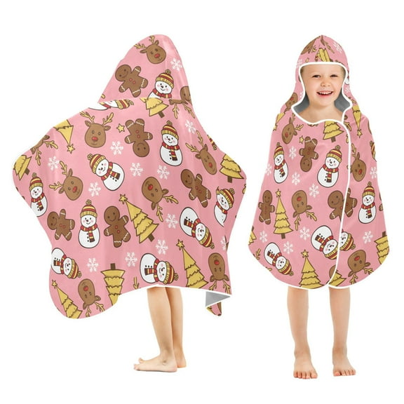 joogoo Gingerbread Man Christmas Snowman Kids Hooded Beach Towel Baby Bath Towel 23.5"x50"