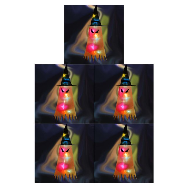 Billuyoard Sombrero que brilla intensamente con iluminación LED, decoración de sombrero de jardín, gorra colgante para fiesta de Halloween, tipo 2, Dämonenaugen leuchten orange 5piezas