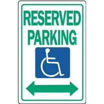 Hy-Ko Reserved Handicap Parking Sign Heavy Duty Aluminum - Outdoor - 12" x 18" Green/Blue/White