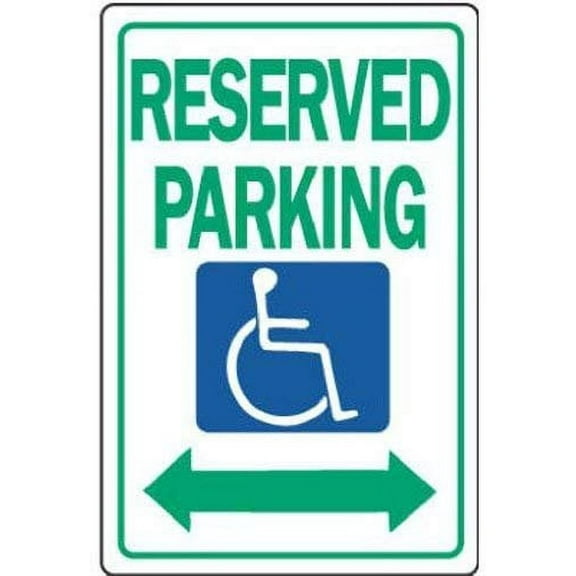 Hy-Ko Reserved Handicap Parking Sign Heavy Duty Aluminum - Outdoor - 12" x 18" Green/Blue/White