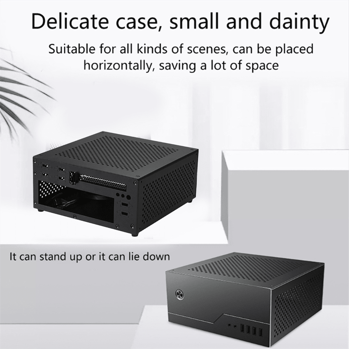 Mini Compute Case for ITX Compute HTPC Host for Case ITX Small Chassis All Aluminum,1 * Compute Case,Black