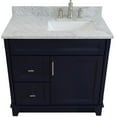 thumbnail image 4 of Bellaterra Home 400700-37R-BU-WMRR 37 in. Single Sink Vanity with Carrara Marble, Left Rectangle Sink, Blue & White - Right Drawers, 4 of 10