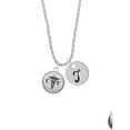 thumbnail image 2 of Delight Jewelry Silvertone Domed Black CRT Silvertone Script Initial Disc - T - Charm Necklace, 20"+3", 2 of 4
