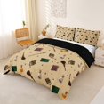 thumbnail image 2 of Homewish Vintage Cottage Witch Halloween Duvet Cover Queen,Magical Book Print Queen Bedding,Beige Tan,Black Reversible,3pcs,1 Duvet Cover and 2 Pillowcases, 2 of 6