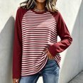 thumbnail image 5 of VBVC Women's Striped Raglan Sleeve Long Sleeve Top , Ladies' Color Block Crew Neck Shirt , Casual Baseball Tee Pullover For Women, S-2XL, 5 of 6