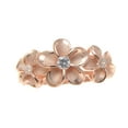 thumbnail image 2 of Pink rose gold plated sterling silver 925 Hawaiian 3 cz plumeria flower ring size 3.5, 2 of 5