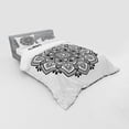 thumbnail image 3 of Mandala Duvet Cover Set, Simple Monochrome Floral and Botanical Inspired Damask Oriental Motif, Bedding Set with Shams and Fitted Sheet, 3 Sizes, by Ambesonne, 3 of 3