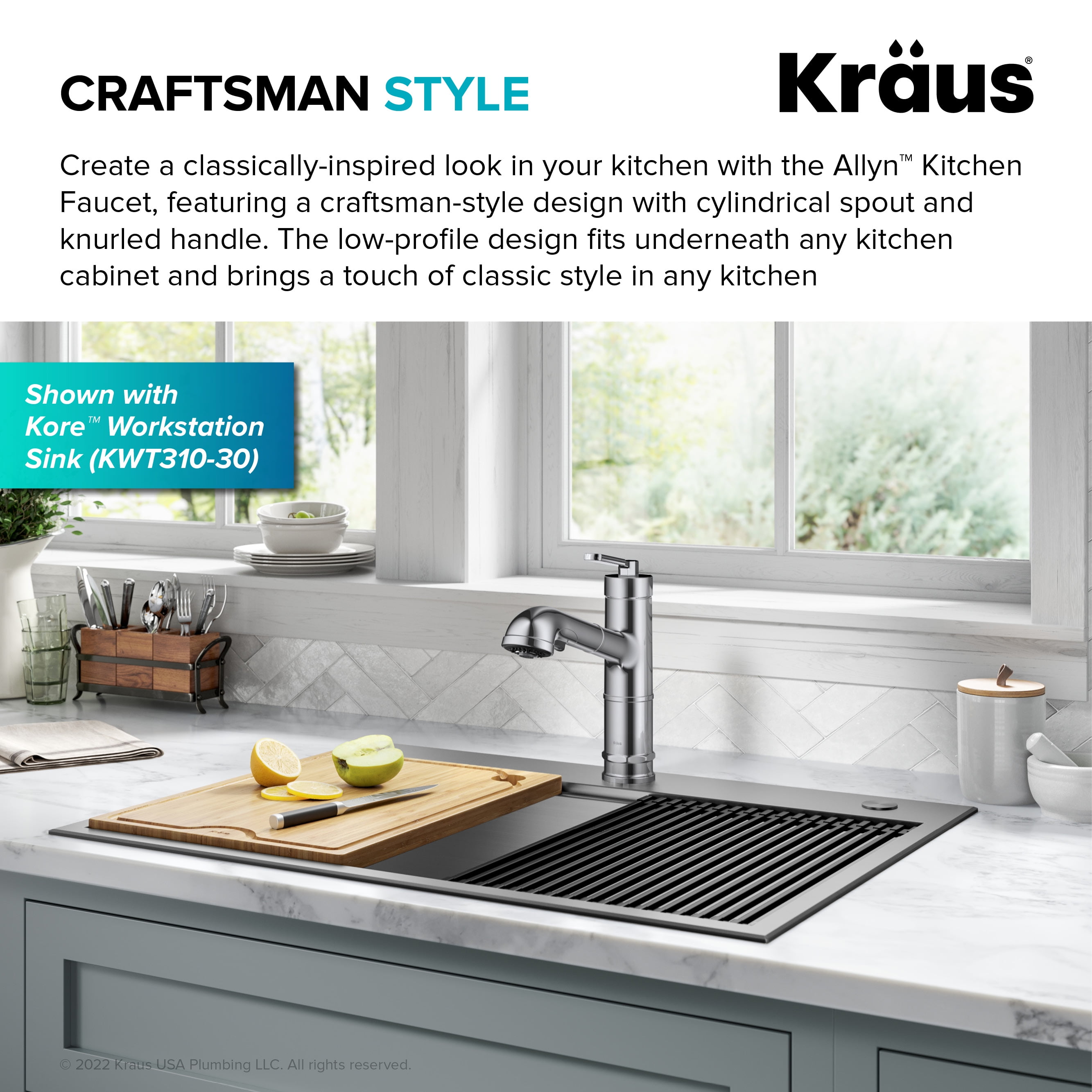 KRAUS Allyn Pull-Out Single Handle Kitchen Faucet in Chrome