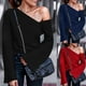 thumbnail image 5 of Blusa de manga larga con botones para mujer, camisa sólida sin tirantes, fina, cálida, Sexy Fridja  FKASFK3101, 5 of 5