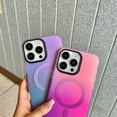 thumbnail image 6 of Laser Magnetic Frosted Gradient Dazzling Color Phone Case, Two-Color Splicing, Magnetic Suction, Drop-Proof, for iPhone 15 14 13 12 11 Pro Max Plus Case (P2,iPhone 14 Plus), 6 of 8