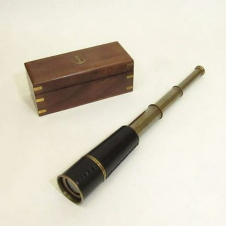 India Overseas Trading BR48502A - Antique Brass Pullout Telescope, Wood (Best Telescope Price In India)