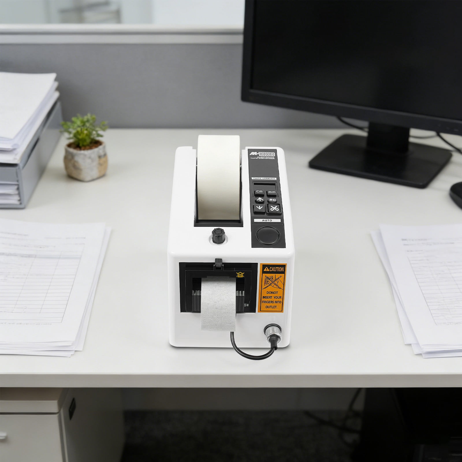 20-30W Electric Ribbon Cutting Machine, Automatic Tape Dispenser with Adjustable Length 0.79-39.33in, 110V Ribbon Cutter for Packing, Warehouse, Office, Works with Multiple Tape Rolls