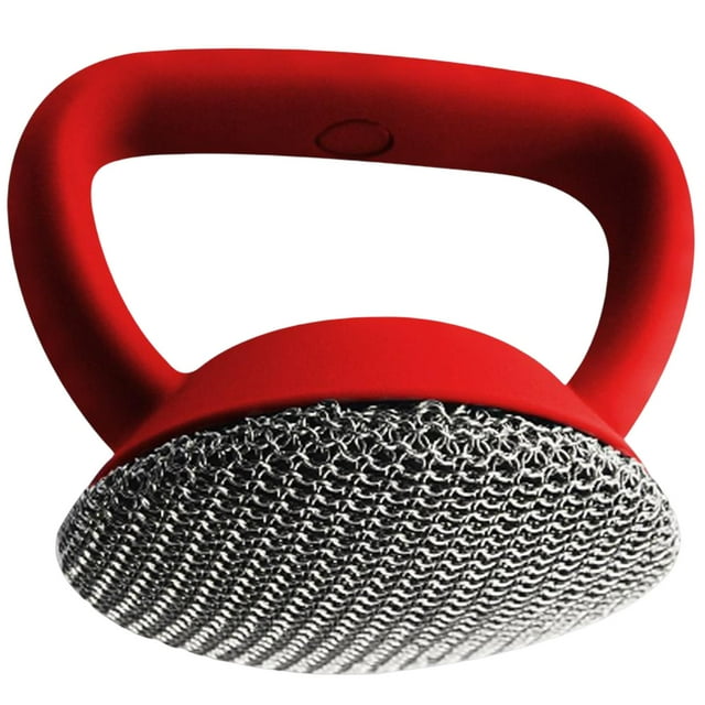 Cepillo de limpieza con mango, fregador de malla metálica, cepillo para , cepillo para lavar platos, utensilios de cocina, herramientas de Rojo perfecl Cepillo de limpieza