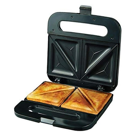 Electric Griddle Non Teflon Ovente Electric Sandwich Maker, Non-Stick Plates, Anti-Skid Feet, Indicator Lights, Stainless Steel, 750W, Black (GPS401B) ()
